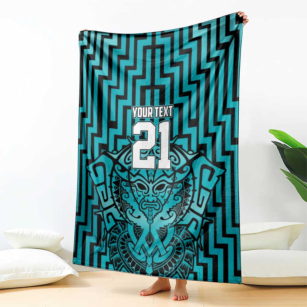 Custom Basketball New Zealand Blanket Teal Maori Ta Moko Indigenous - Aussie Hoodie