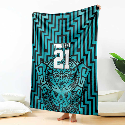 Custom Basketball New Zealand Blanket Teal Maori Ta Moko Indigenous - Aussie Hoodie