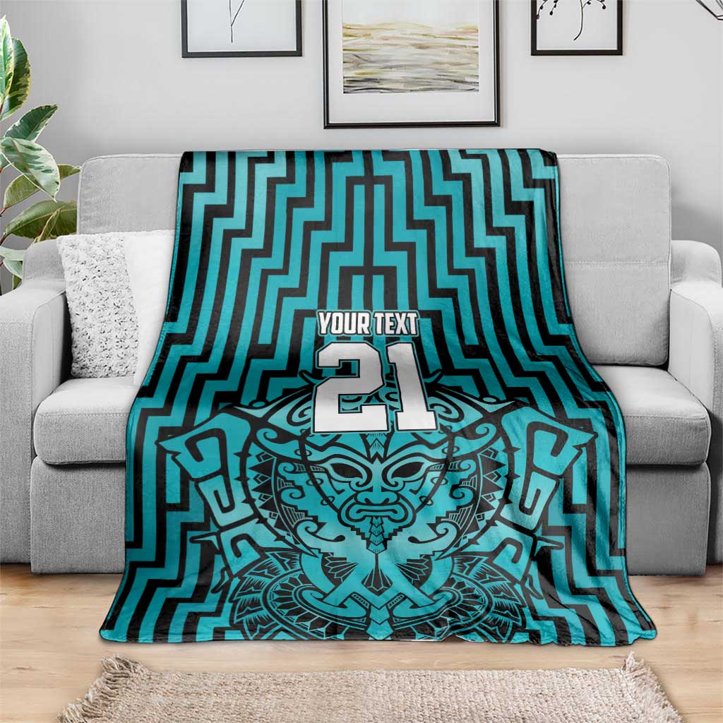 Custom Basketball New Zealand Blanket Teal Maori Ta Moko Indigenous - Aussie Hoodie