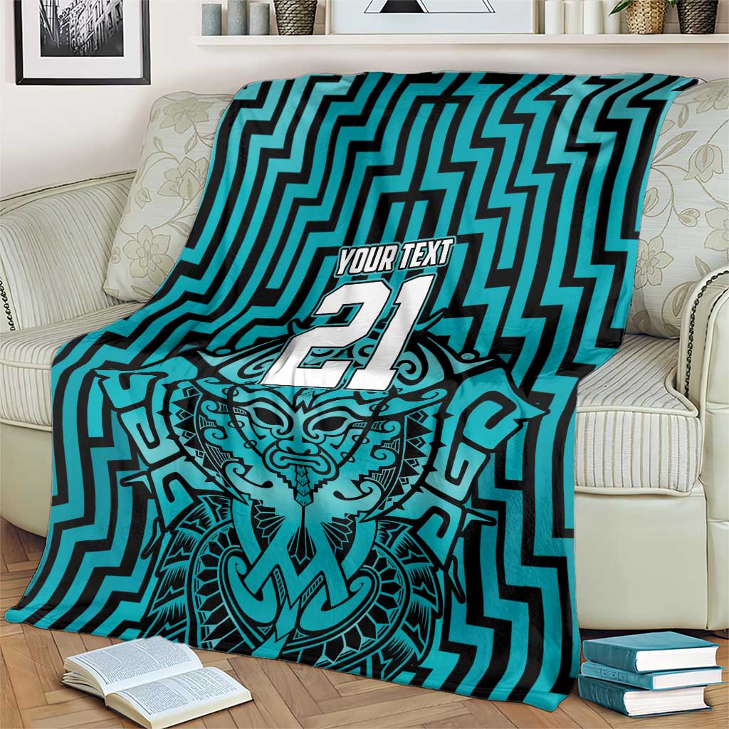 Custom Basketball New Zealand Blanket Teal Maori Ta Moko Indigenous - Aussie Hoodie