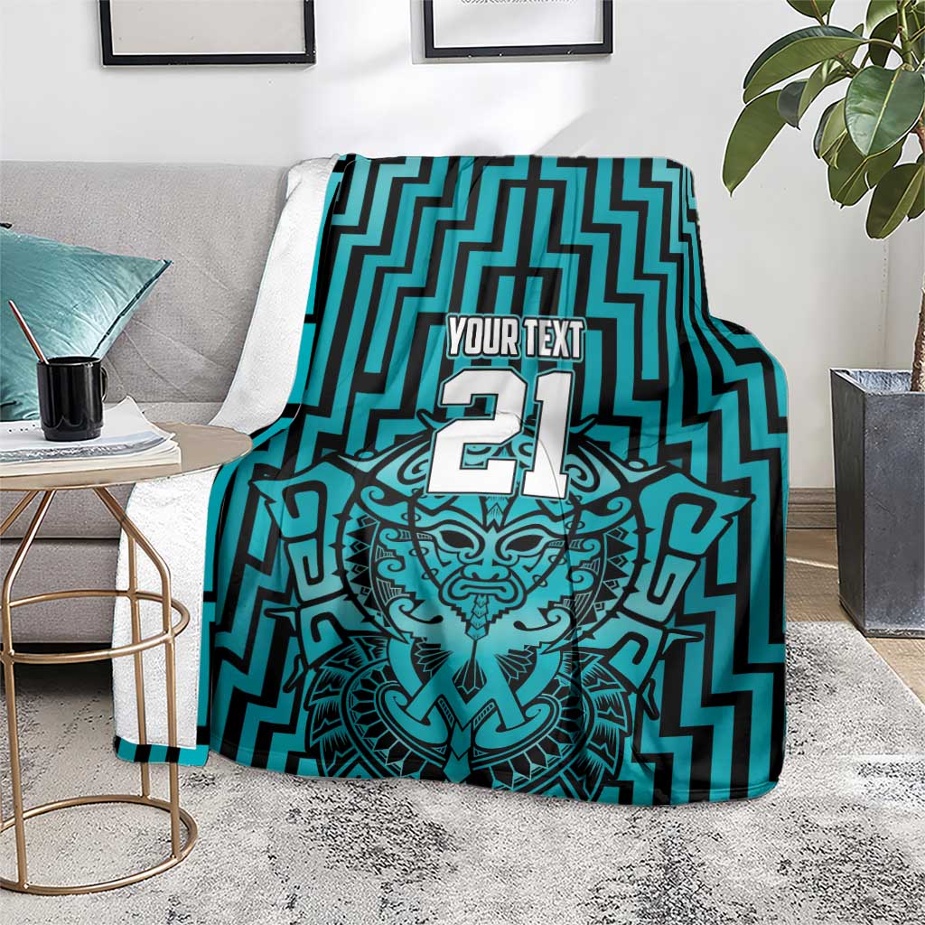 Custom Basketball New Zealand Blanket Teal Maori Ta Moko Indigenous - Aussie Hoodie