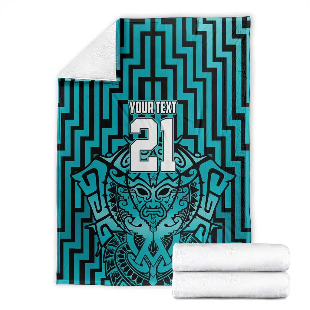 Custom Basketball New Zealand Blanket Teal Maori Ta Moko Indigenous - Aussie Hoodie