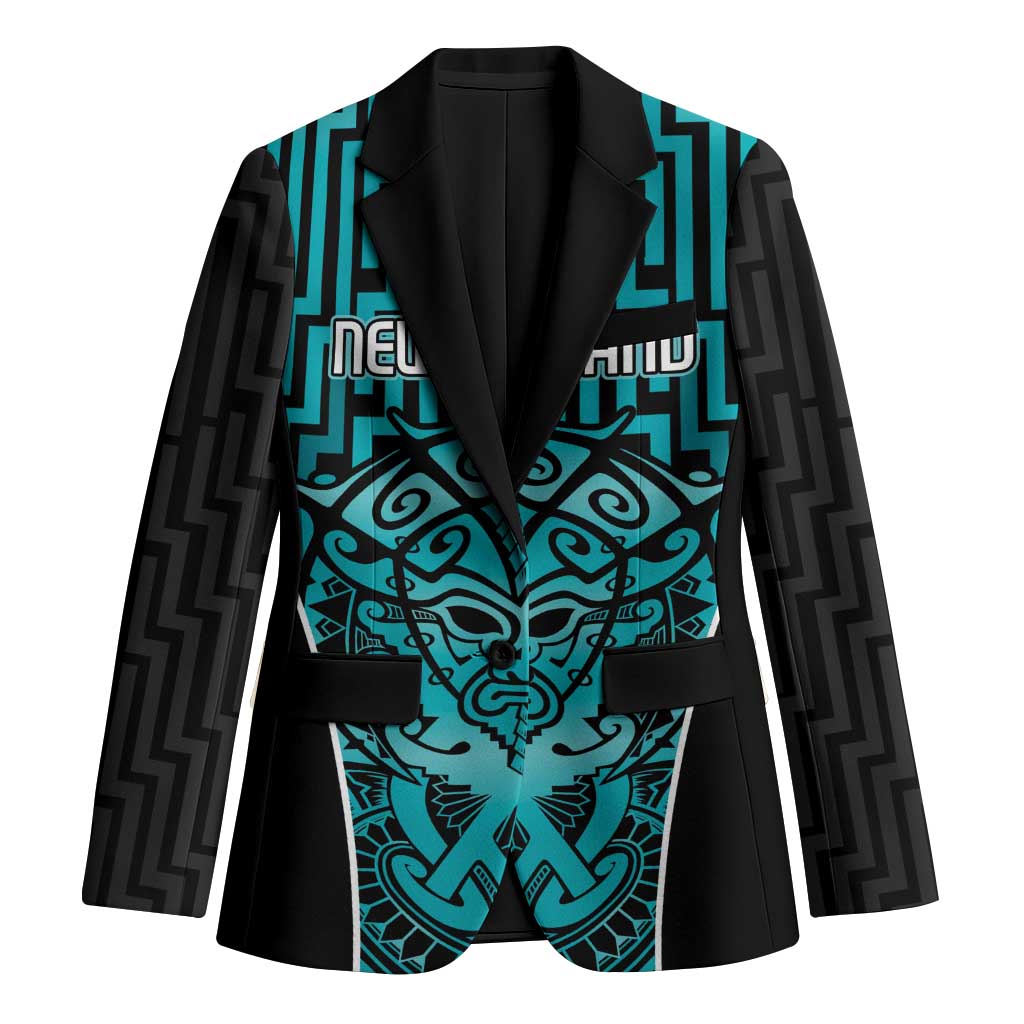 Custom Basketball New Zealand Blazer Teal Maori Ta Moko Indigenous - Aussie Hoodie