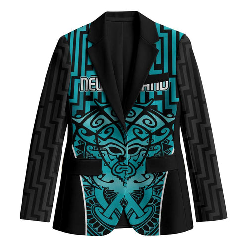 Custom Basketball New Zealand Blazer Teal Maori Ta Moko Indigenous - Aussie Hoodie