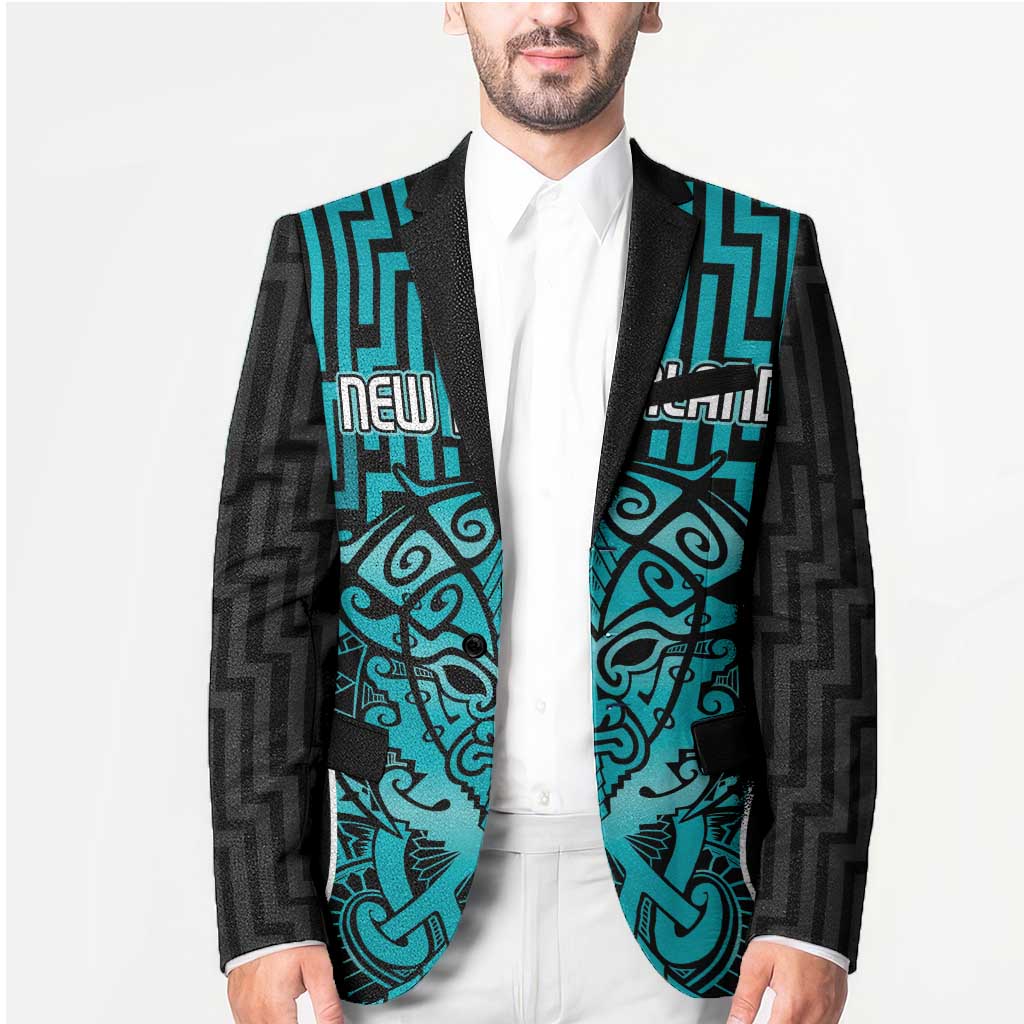 Custom Basketball New Zealand Blazer Teal Maori Ta Moko Indigenous - Aussie Hoodie