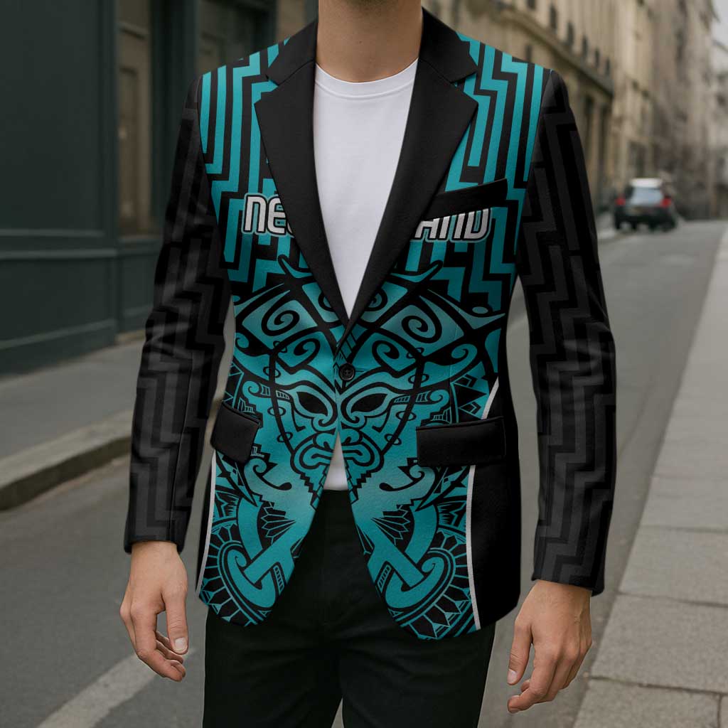 Custom Basketball New Zealand Blazer Teal Maori Ta Moko Indigenous - Aussie Hoodie