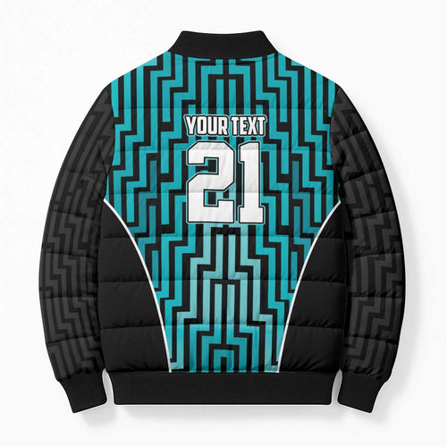 Custom Basketball New Zealand Bomber Puffer Jacket Teal Maori Ta Moko Indigenous - Aussie Hoodie