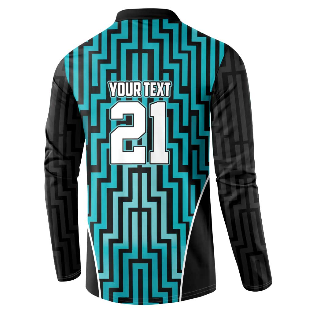 Custom Basketball New Zealand Button Sweatshirt Teal Maori Ta Moko Indigenous - Aussie Hoodie