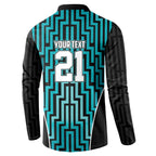 Custom Basketball New Zealand Button Sweatshirt Teal Maori Ta Moko Indigenous - Aussie Hoodie