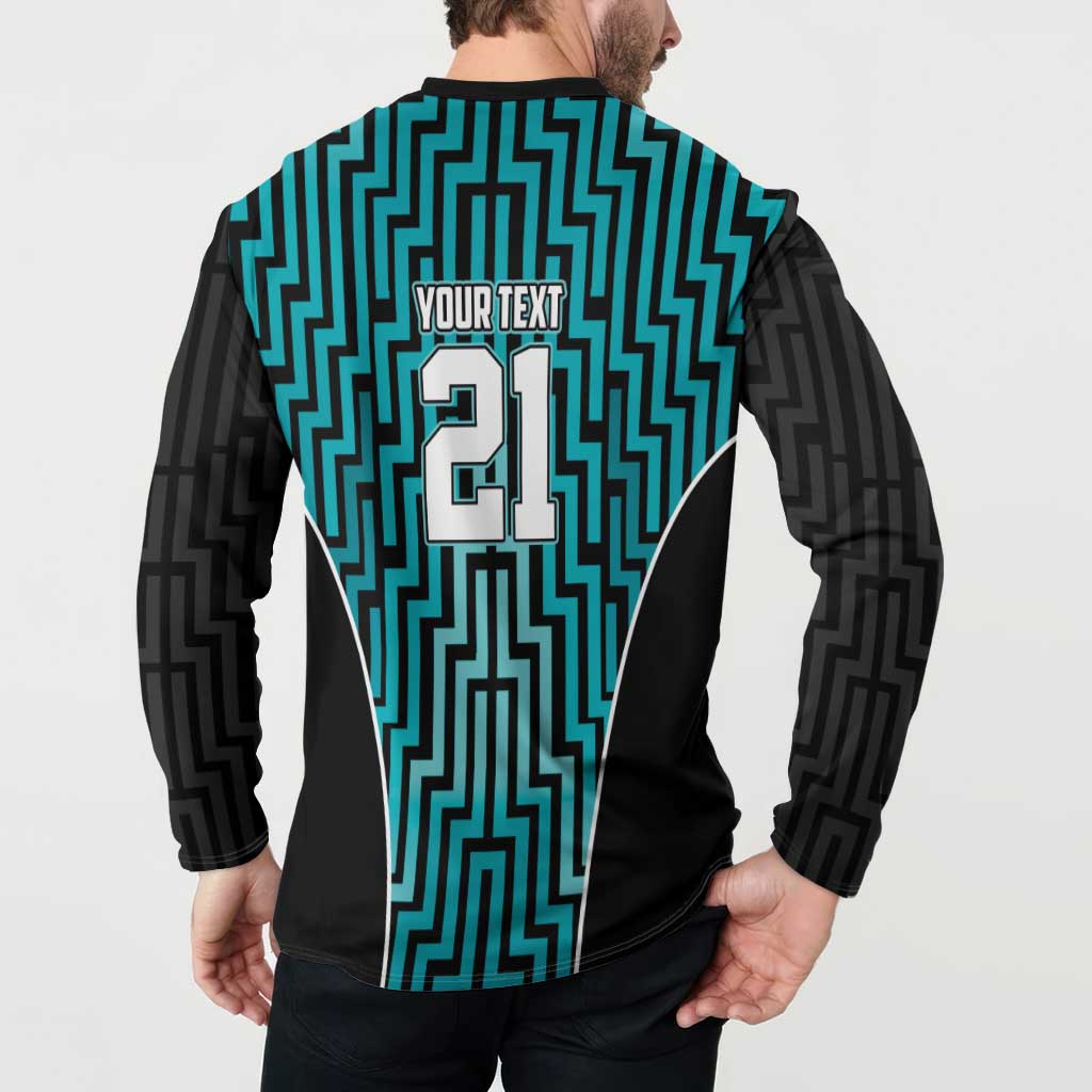 Custom Basketball New Zealand Button Sweatshirt Teal Maori Ta Moko Indigenous - Aussie Hoodie