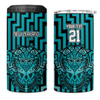 Custom Basketball New Zealand 4 in 1 Can Cooler Tumbler Teal Maori Ta Moko Indigenous - Aussie Hoodie