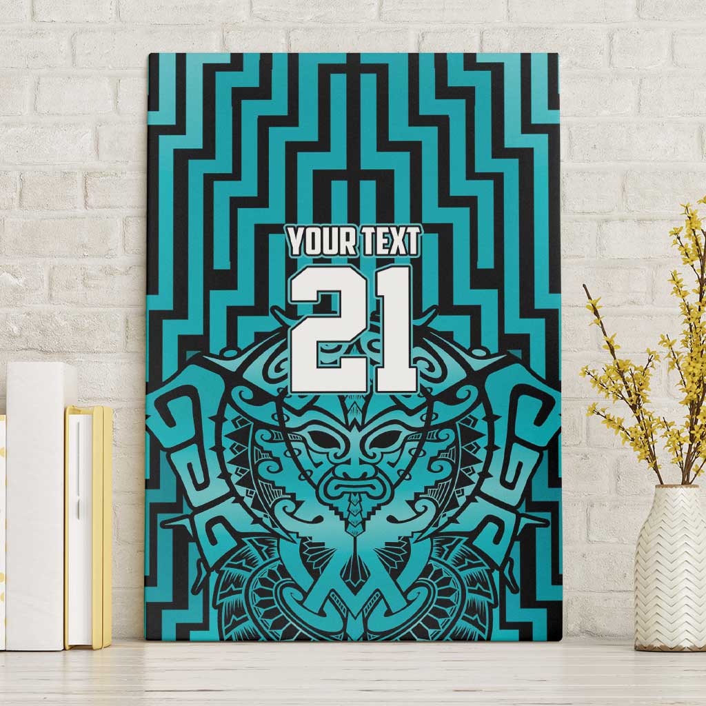 Custom Basketball New Zealand Canvas Wall Art Teal Maori Ta Moko Indigenous - Aussie Hoodie
