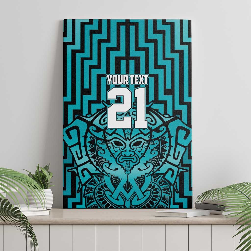 Custom Basketball New Zealand Canvas Wall Art Teal Maori Ta Moko Indigenous - Aussie Hoodie