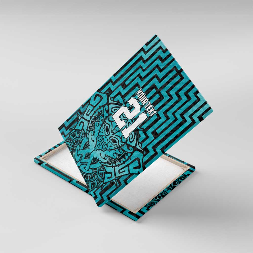 Custom Basketball New Zealand Canvas Wall Art Teal Maori Ta Moko Indigenous - Aussie Hoodie