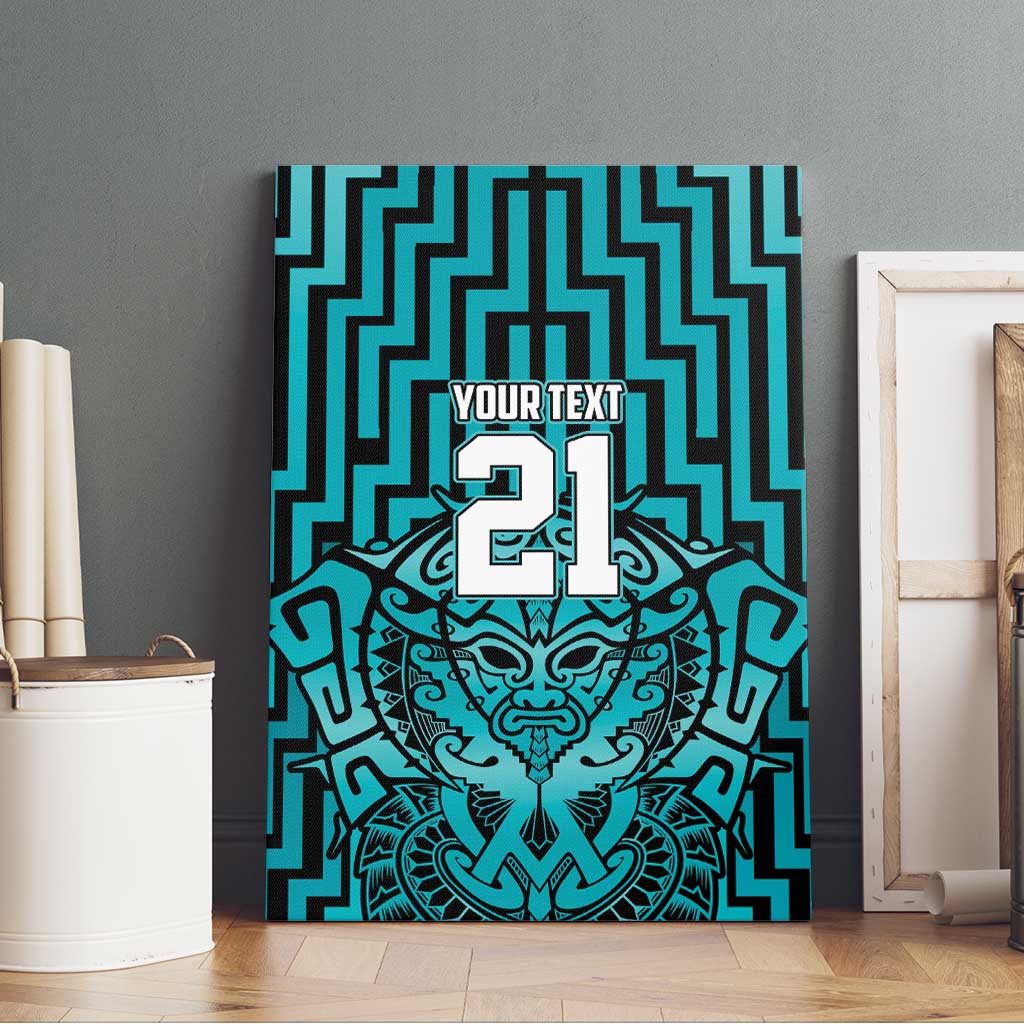 Custom Basketball New Zealand Canvas Wall Art Teal Maori Ta Moko Indigenous - Aussie Hoodie