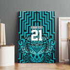 Custom Basketball New Zealand Canvas Wall Art Teal Maori Ta Moko Indigenous - Aussie Hoodie