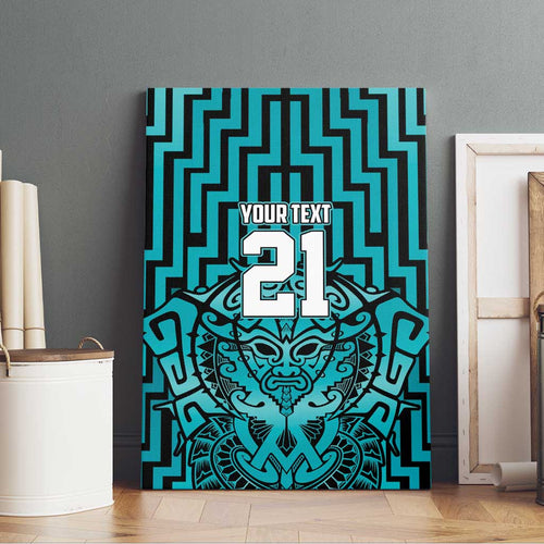Custom Basketball New Zealand Canvas Wall Art Teal Maori Ta Moko Indigenous - Aussie Hoodie