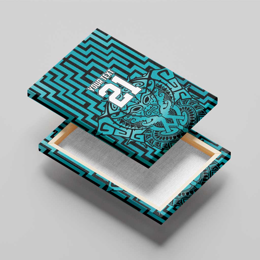 Custom Basketball New Zealand Canvas Wall Art Teal Maori Ta Moko Indigenous - Aussie Hoodie
