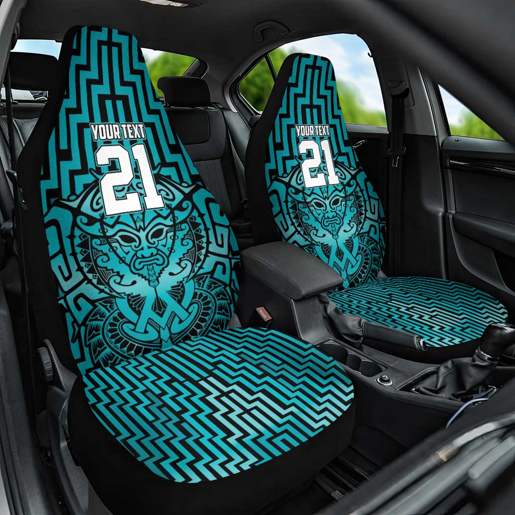 Custom Basketball New Zealand Car Seat Cover Teal Maori Ta Moko Indigenous - Aussie Hoodie