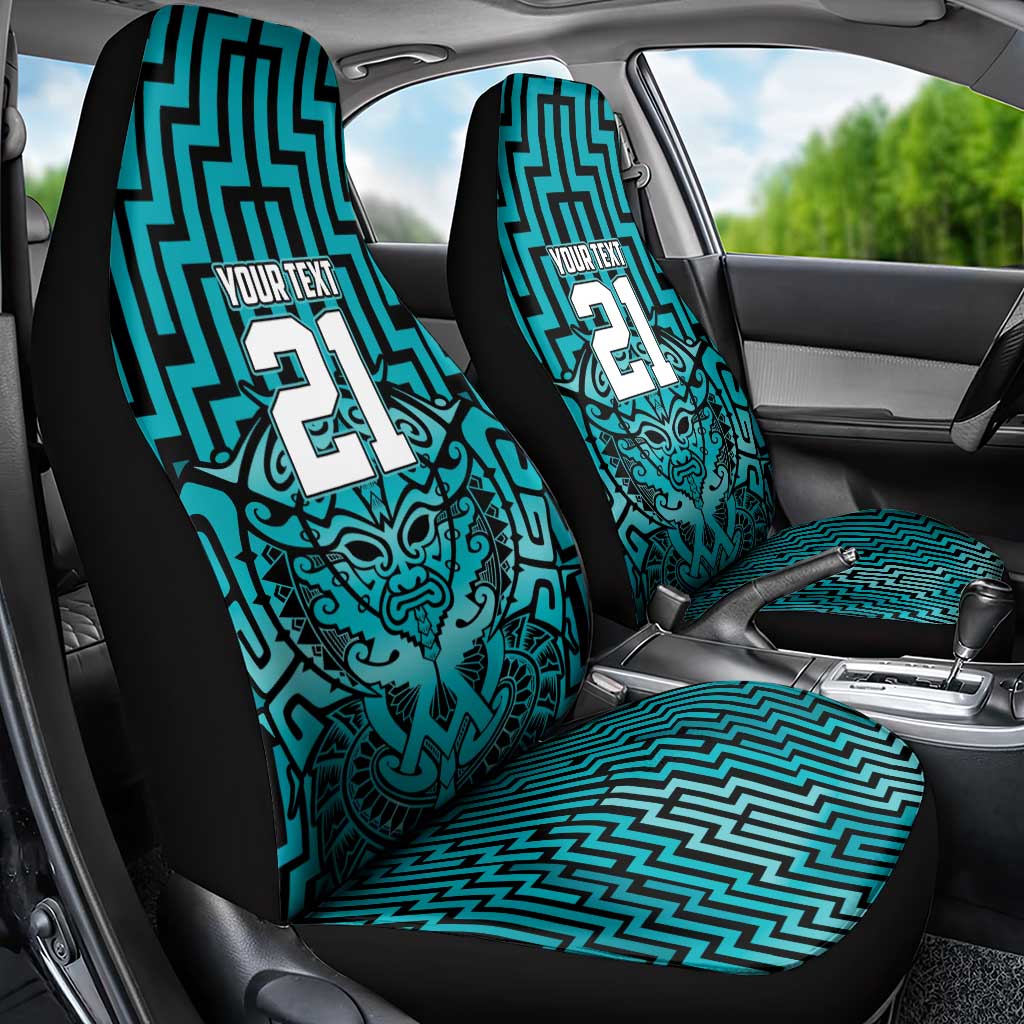 Custom Basketball New Zealand Car Seat Cover Teal Maori Ta Moko Indigenous - Aussie Hoodie