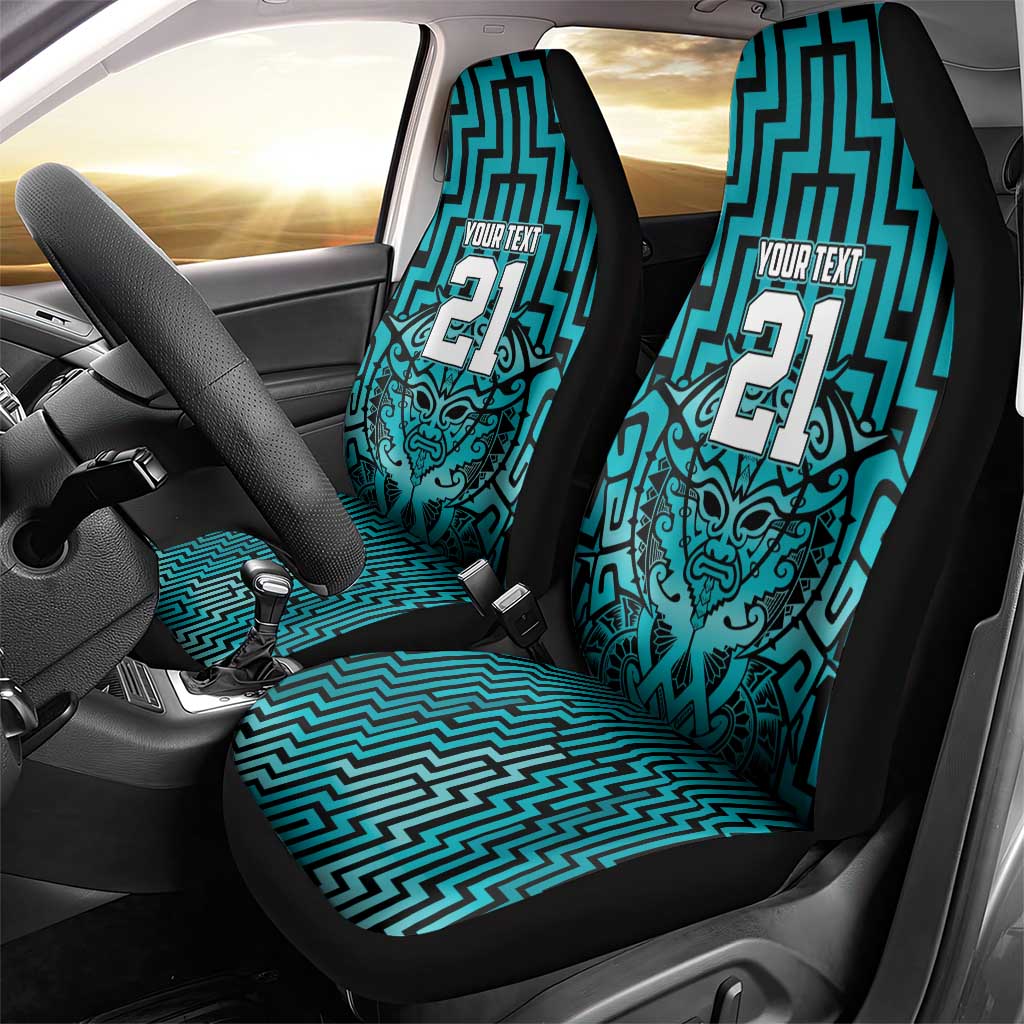 Custom Basketball New Zealand Car Seat Cover Teal Maori Ta Moko Indigenous - Aussie Hoodie