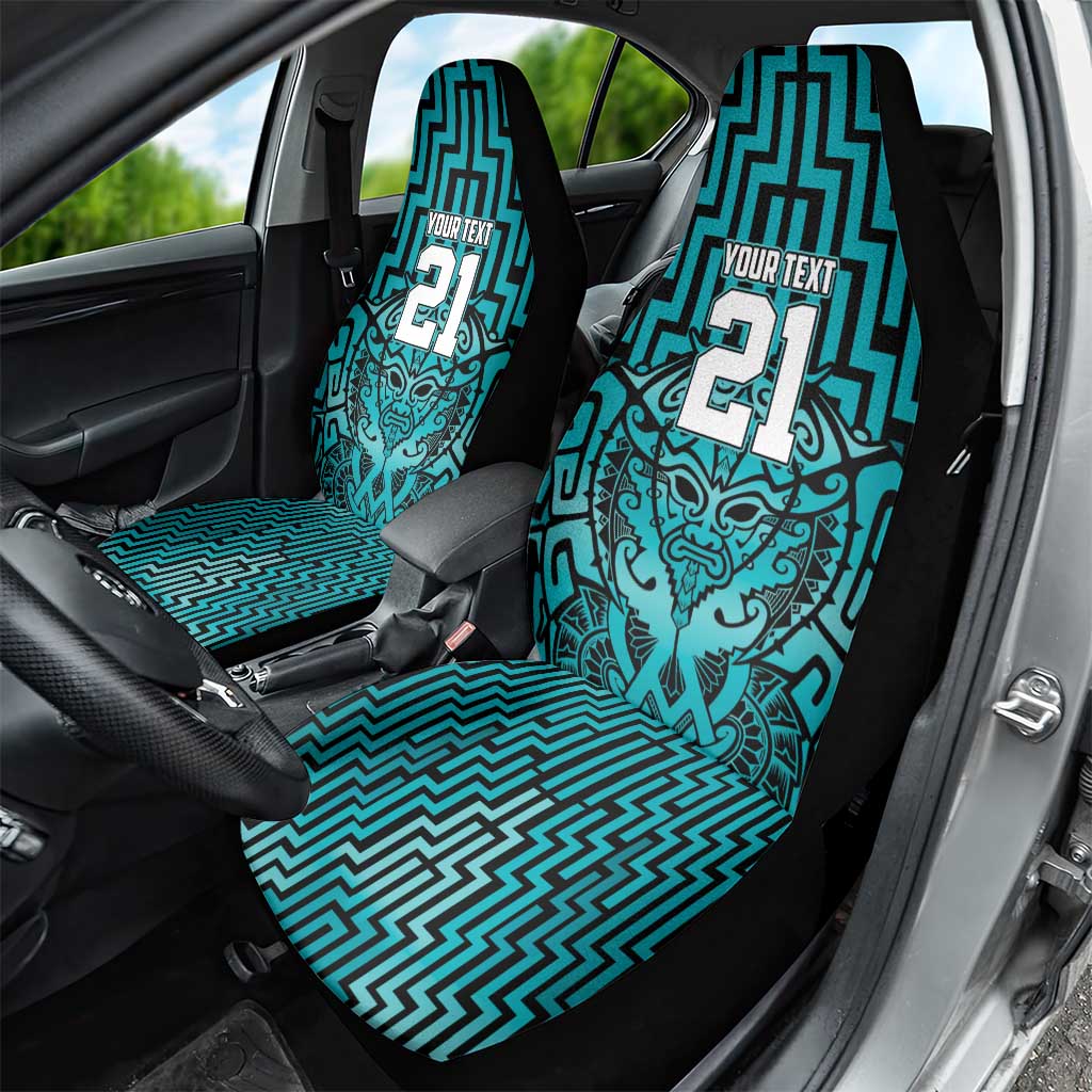 Custom Basketball New Zealand Car Seat Cover Teal Maori Ta Moko Indigenous - Aussie Hoodie