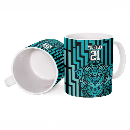 Custom Basketball New Zealand Ceramic Mug Teal Maori Ta Moko Indigenous - Aussie Hoodie