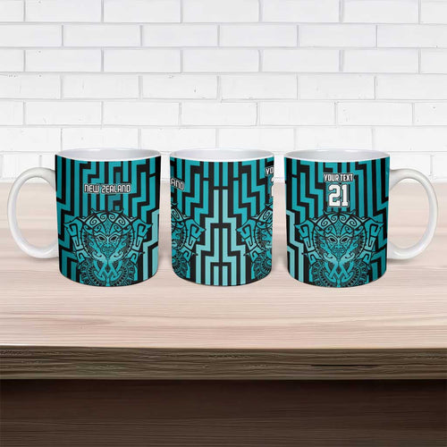 Custom Basketball New Zealand Ceramic Mug Teal Maori Ta Moko Indigenous - Aussie Hoodie