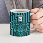 Custom Basketball New Zealand Ceramic Mug Teal Maori Ta Moko Indigenous - Aussie Hoodie