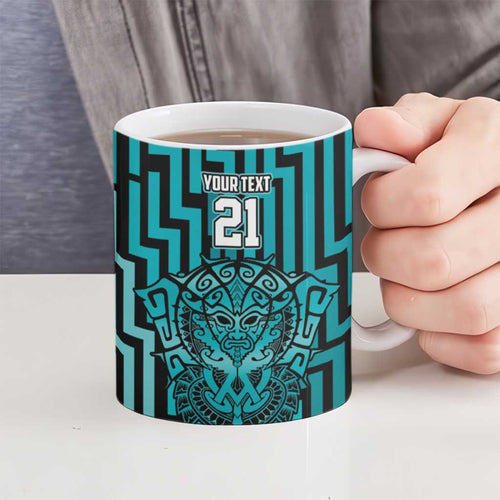 Custom Basketball New Zealand Ceramic Mug Teal Maori Ta Moko Indigenous - Aussie Hoodie