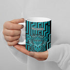 Custom Basketball New Zealand Ceramic Mug Teal Maori Ta Moko Indigenous - Aussie Hoodie