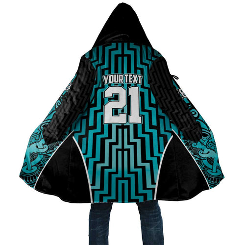 Custom Basketball New Zealand Cloak Teal Maori Ta Moko Indigenous - Aussie Hoodie