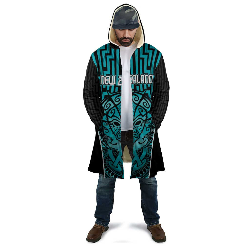 Custom Basketball New Zealand Cloak Teal Maori Ta Moko Indigenous - Aussie Hoodie