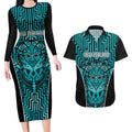 Custom Basketball New Zealand Couples Matching Long Sleeve Bodycon Dress and Hawaiian Shirt Teal Maori Ta Moko Indigenous - Aussie Hoodie