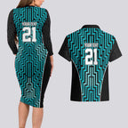 Custom Basketball New Zealand Couples Matching Long Sleeve Bodycon Dress and Hawaiian Shirt Teal Maori Ta Moko Indigenous - Aussie Hoodie