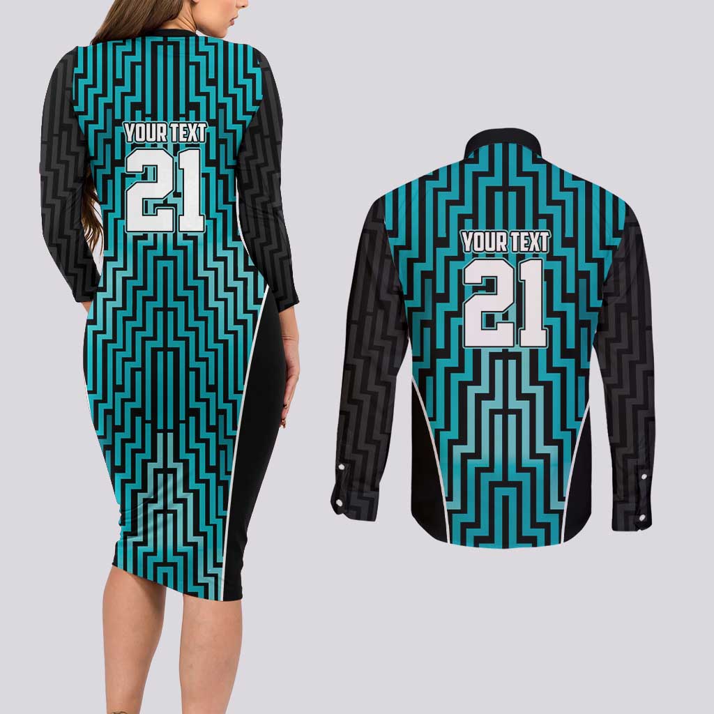 Custom Basketball New Zealand Couples Matching Long Sleeve Bodycon Dress and Long Sleeve Button Shirt Teal Maori Ta Moko Indigenous - Aussie Hoodie