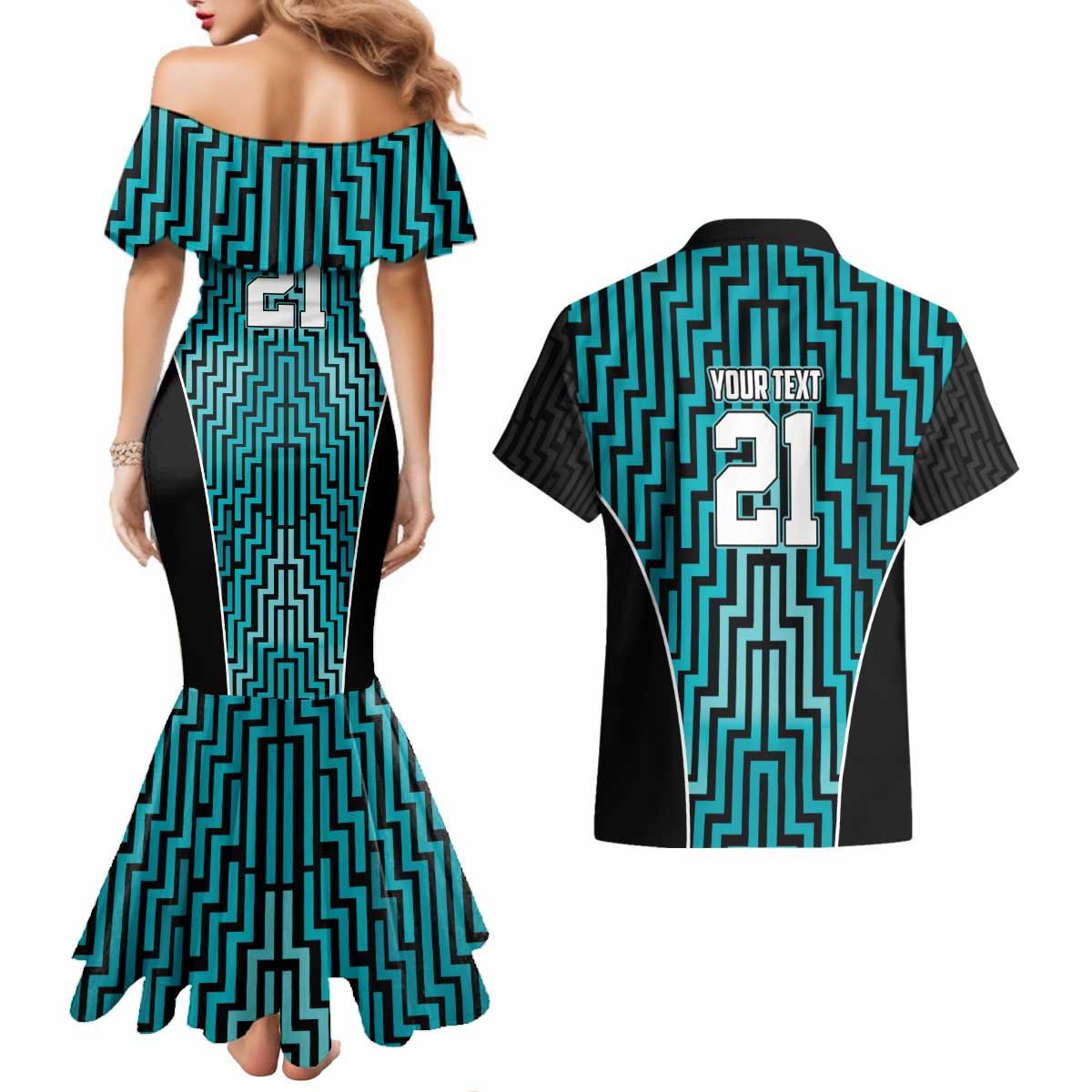 Custom Basketball New Zealand Couples Matching Mermaid Dress and Hawaiian Shirt Teal Maori Ta Moko Indigenous - Aussie Hoodie