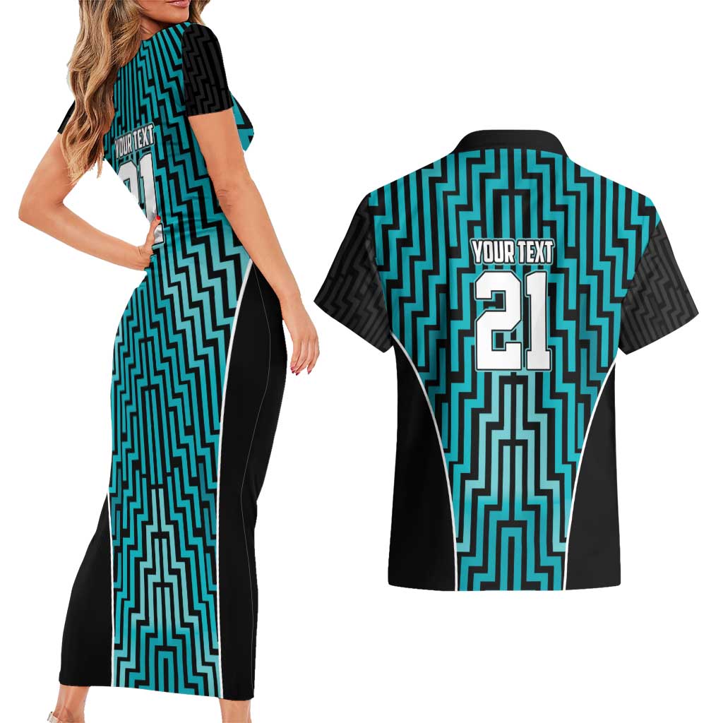 Custom Basketball New Zealand Couples Matching Short Sleeve Bodycon Dress and Hawaiian Shirt Teal Maori Ta Moko Indigenous - Aussie Hoodie