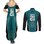 Custom Basketball New Zealand Couples Matching Summer Maxi Dress and Long Sleeve Button Shirt Teal Maori Ta Moko Indigenous - Aussie Hoodie