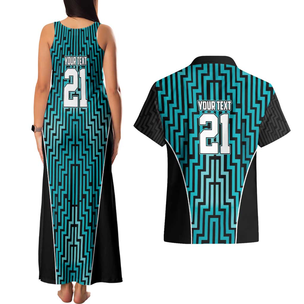 Custom Basketball New Zealand Couples Matching Tank Maxi Dress and Hawaiian Shirt Teal Maori Ta Moko Indigenous - Aussie Hoodie