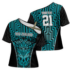 Custom Basketball New Zealand Cross Shoulder Shirt Teal Maori Ta Moko Indigenous - Aussie Hoodie
