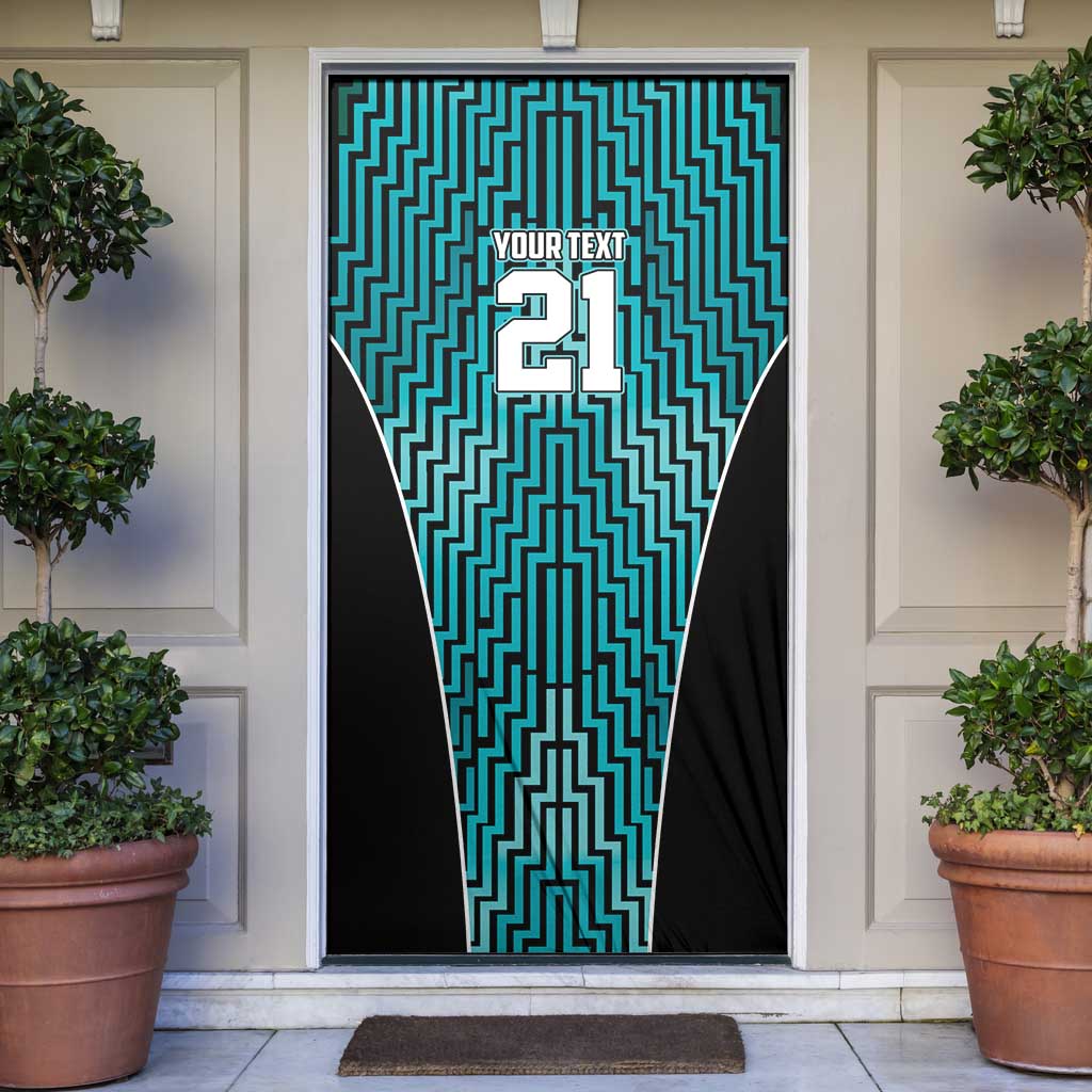Custom Basketball New Zealand Door Cover Teal Maori Ta Moko Indigenous - Aussie Hoodie