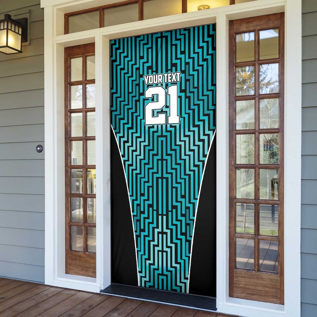 Custom Basketball New Zealand Door Cover Teal Maori Ta Moko Indigenous - Aussie Hoodie