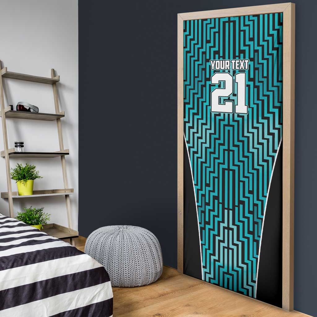 Custom Basketball New Zealand Door Cover Teal Maori Ta Moko Indigenous - Aussie Hoodie