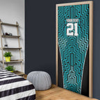 Custom Basketball New Zealand Door Cover Teal Maori Ta Moko Indigenous - Aussie Hoodie