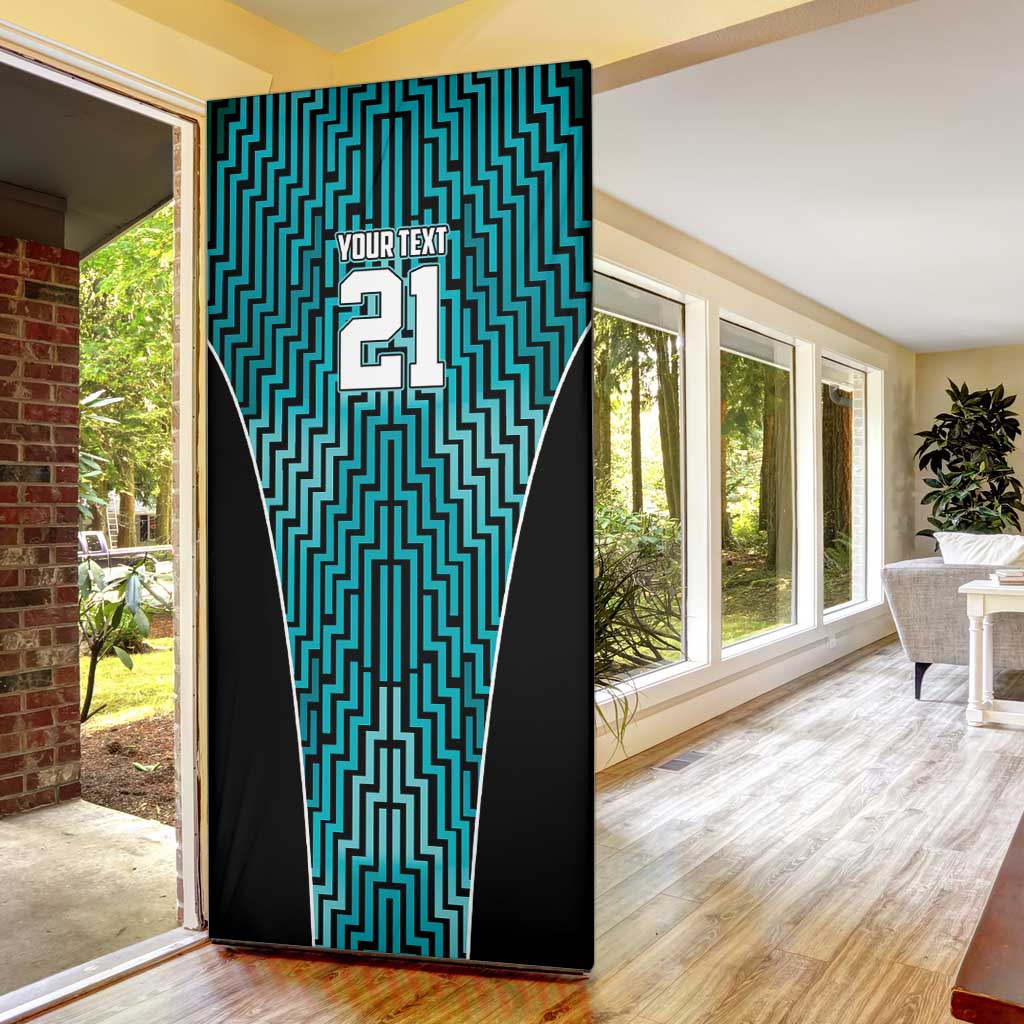 Custom Basketball New Zealand Door Cover Teal Maori Ta Moko Indigenous - Aussie Hoodie