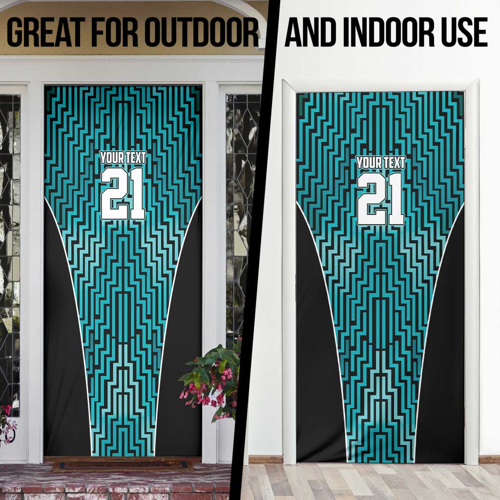 Custom Basketball New Zealand Door Cover Teal Maori Ta Moko Indigenous - Aussie Hoodie