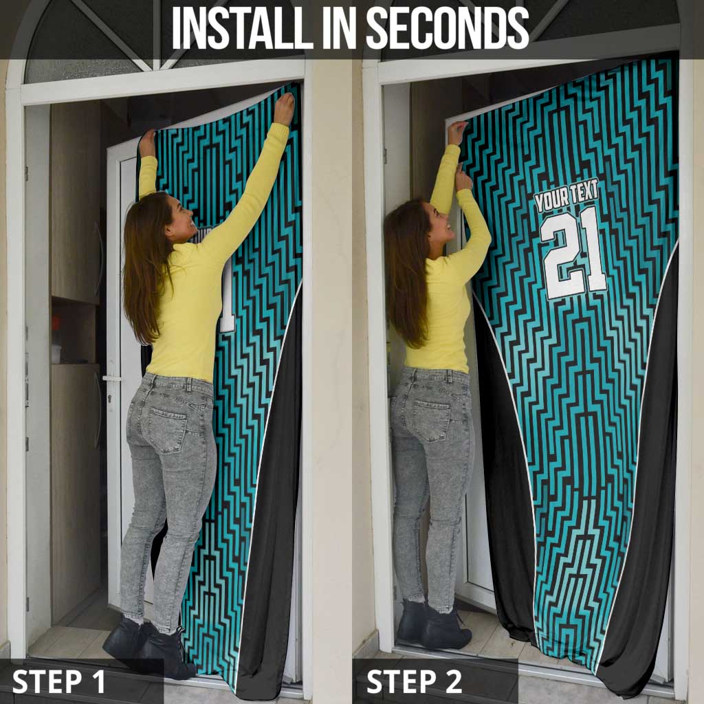 Custom Basketball New Zealand Door Cover Teal Maori Ta Moko Indigenous - Aussie Hoodie