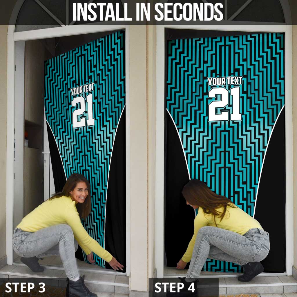 Custom Basketball New Zealand Door Cover Teal Maori Ta Moko Indigenous - Aussie Hoodie