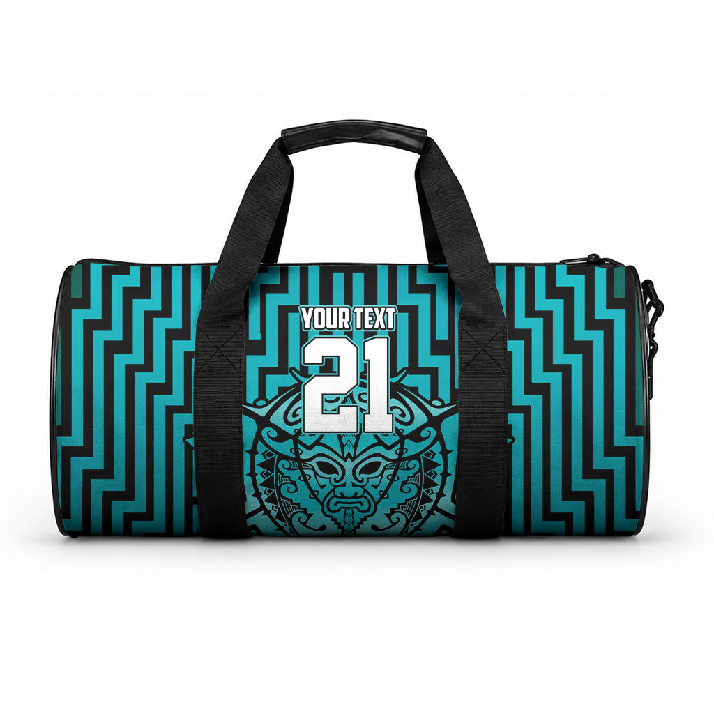 Custom Basketball New Zealand Duffle Bag Teal Maori Ta Moko Indigenous